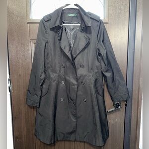 Ralph Lauren Double Breasted Military Black Trench Coat